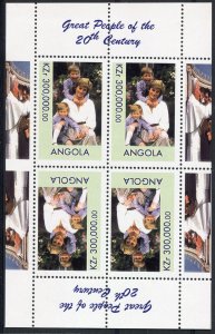 Angola 2000 PRINCESS DIANA William & Harry Pope s/s Perforated Inverted Mint NH