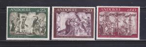 Andorra French 185-187 Set MH Art, Frescoes (B)