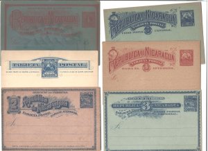 Nicaragua 1890s group of 6 different postal cards incl Ships/Palm Trees themat