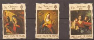 FALKLAND ISLANDS SG409/11 1981 CHRISTMAS PAINTINGS MNH