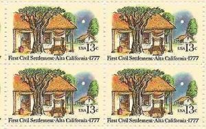 1977 First Civil Settlement Block of 4 13c Postage Stamps, Sc#1725, MNH, OG