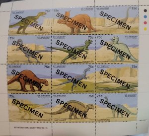 O) 1994 ST. VINCENT, SPECIMEN,  DINOSAURS - PREHISTORIC ANIMALS, ALBERTOSAURUS,