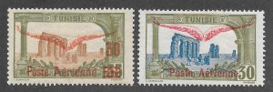 Tunisia Scott C1-C2 Unused HROG - 1919-20 First Air Post Issues - SCV $2.50