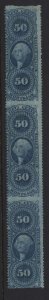 1860s R59b 50 cent mortage part perf vertical strip of 3 [6513.20]