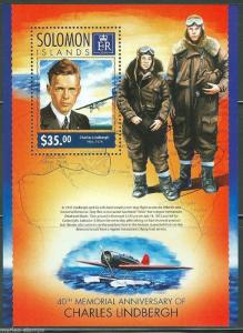 SOLOMON ISLANDS 2014 40th MEMORIAL ANNIVERSARY OF CHARLES LINDBERGH S/S MINT  NH