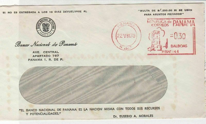 Panama 1970 Banco National de Panama Machine Balboas Cancel Stamps Cover R 17640