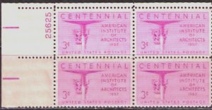 Scott 1089, Plate Block of 4 1957 Architects 3c MNH stock photo