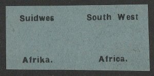 SOUTH WEST AFRICA 1927 Imperf Proof overprint only pair blue wove paper.