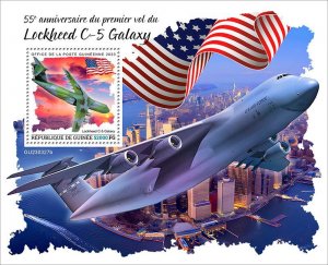 GUINEA - 2023 - Lockheed C-5 Galaxy - Perf Souv Sheet - Mint Never Hinged