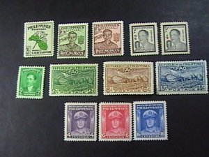 PHILIPPINES # 519-530-MINT/HINGED**TONED GUM ON SOME**---12 STAMPS---1948