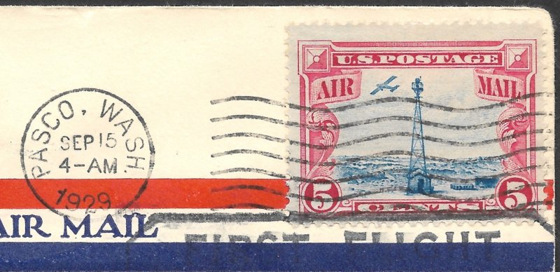 Doyle's_Stamps: 1929 Washington First Flight/Hotel Cover, Scott #C11