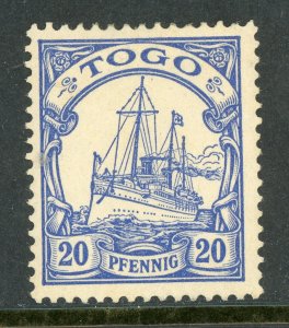 Germany 1900 Togo 20pf Ultra Yacht Unwmk Scott # 9 Mint X408