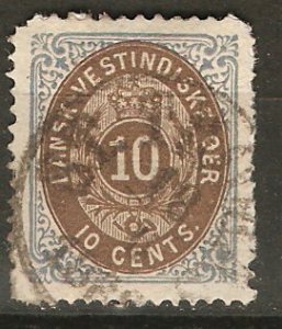 Danish West Indies 10 Used VF 1876 SCV $30.00