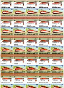 Union Island 1986 Trains/TGV/Locomotives 8 Sheetlets of 25 Pairs each Mi#192/207