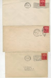 1927 ETHAN ALLEN VERMONT GREEN MOUNTAIN BOYS 643 SET OF 3 DIFF FDCs + CANCELS