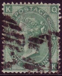 Sg101, 1s green pl 4, GU. Cat £200. Wmk Emblems.QK