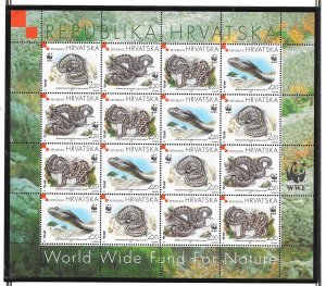 CROATIA Sc 391 NH MINISHEET OF 1999 - WWF - SNAKES