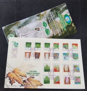 Malaysia XXI IUFRO Congress 2000 Tree Butterfly Bird Fish Cat Snake FDC *c scan