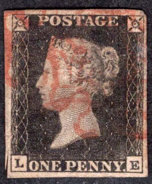 Great Britain Penny Black LE Four Margins