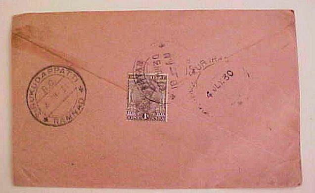 BURMA USE OF INDIA STAMPS AKYAB B/S INDIA 1930