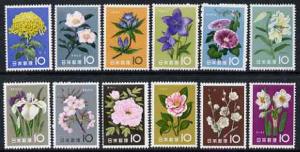 Japan 1961 Japanese Flowers complete perf set of 12 unmou...