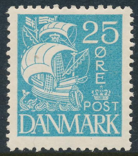 Denmark Scott 194 (AFA 171), 25ø blue Caravel, F-VF mint LH