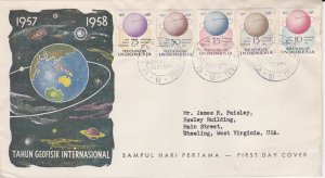 Indonesia # 460-464, International Geophysical Year,, First Day Cover