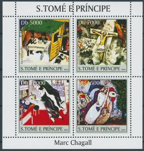 Sao Tome & Principe 2004 MNH Art Stamps Marc Chagall Paintings Artist 4v M/S
