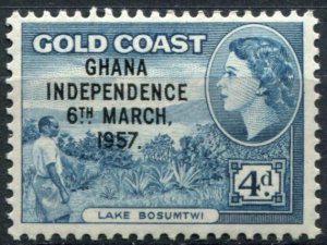 Ghana Sc#27 MNH, 4p dp bl, Independence Definitives (1958)