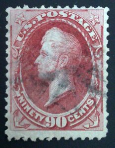 Scott #166 - VF - 90c Rose Carmine - Perry - Used - 1875