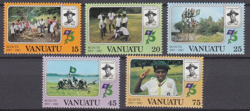 J29537, 1982 vanuatu set mnh #337-41 scouts