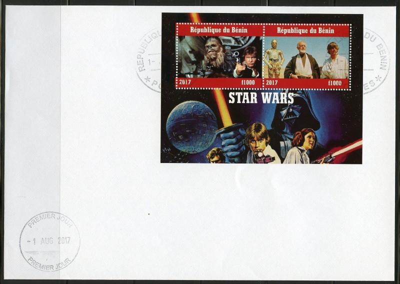 BENIN   2017  STAR WARS    SHEET OF TWO  FIRST DAY COVER