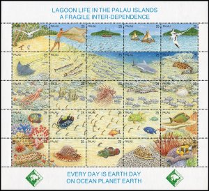 Palau 1990 Sc 246 Fish Birds Earth Day CV $12.50