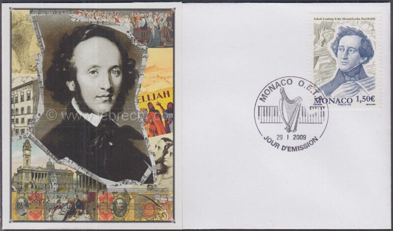 MONACO Sc #2528.1 FDC 200th ANN BIRTH of COMPOSER FELIX MENDELSSON-BARTHOLDY