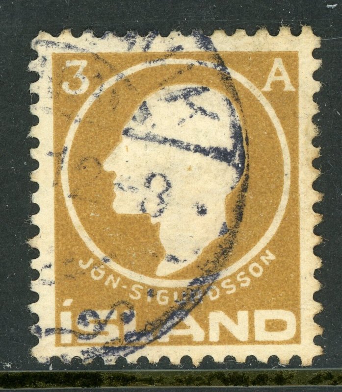 Iceland 1911 Jon Sigurdsson 3a Light Brown Scott # 87 VFU C948