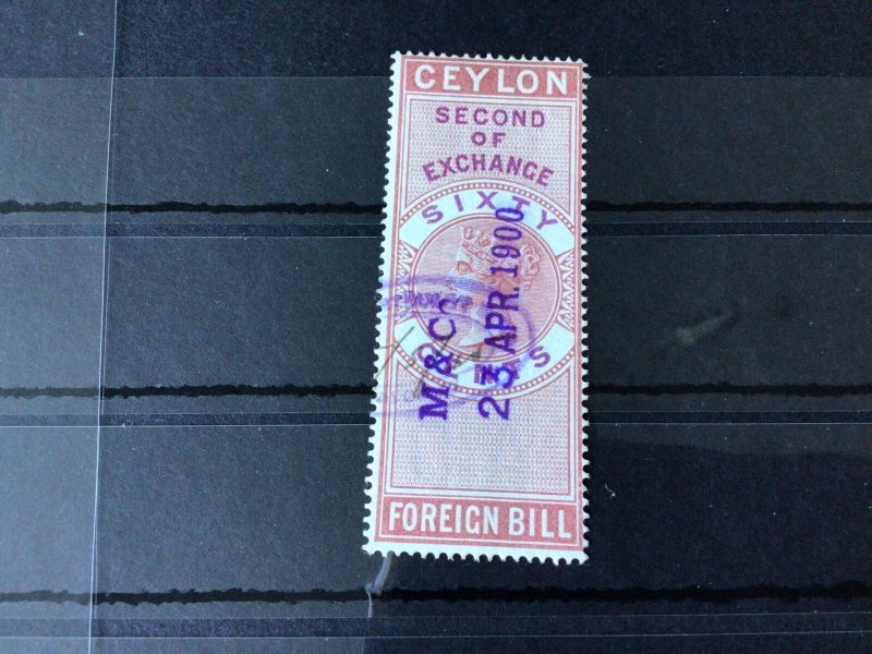 Ceylon Queen Victoria Foreign Bill Stamp Ref 56467 