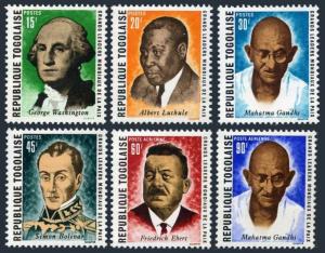 Togo 713-716,C122-C123,MNH.Mi 756-761. Leaders of the world peace,1969.Gandhi.