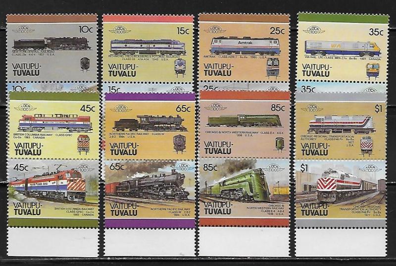 Tuvalu Vaitupu 25-26, 29-31, 34, 36, 38 Trains part set MNH