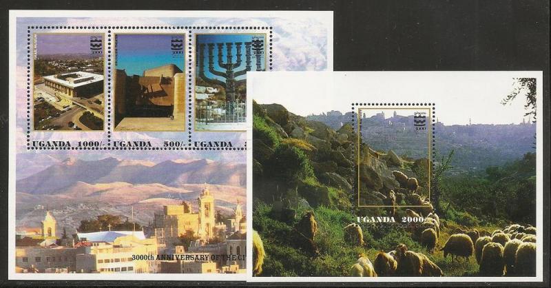 Uganda 1414-5 1996 3000th Jerusalem m/s and s.s. MNH