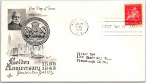 U.S. FIRST DAY COVER 50th ANNIVERSARY CONSOLIDATING 5 BOROUGHS OF N.Y.C. 1948