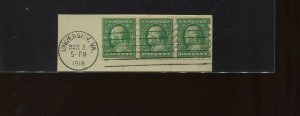 Scott 383 Franklin Mailometer Type 4 USED Strip of 3 Stamps (383 MOM u1)