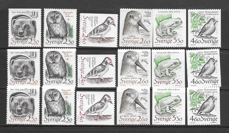 Sweden 1723-8 MNH Bird set cpl x 3, vf see desc. 2019 CV$24.75