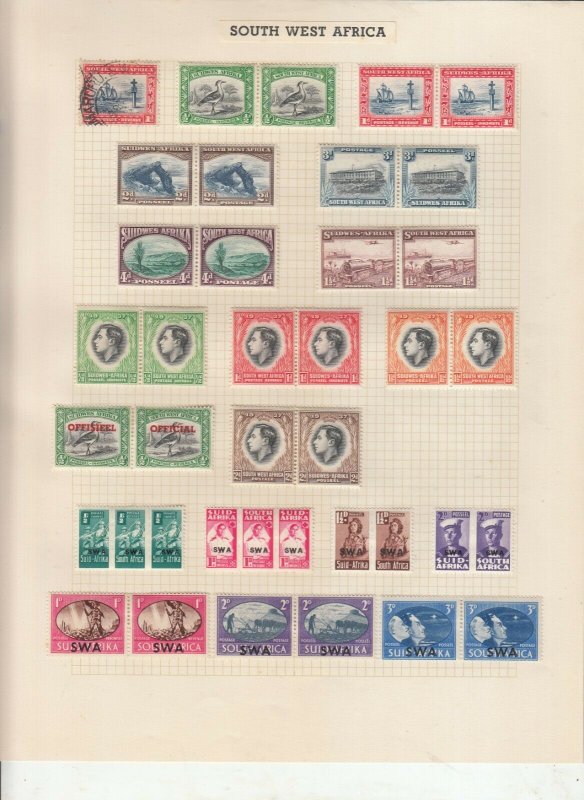 SOUTH WEST AFRICA 2 ALBUM PAGE  VALUES MOSTLY 1937-55, MOUNTED MINT 