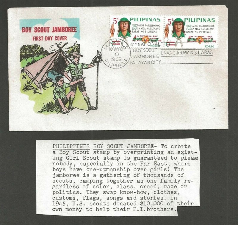 1968 Boy Scouts Philippines 4th National Jamboree FDC Overseas Mailer