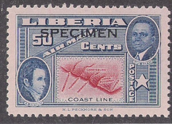 LIBERIA: #C69 SPECIMEN overprint 50c Airmail MNH