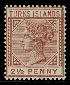 TURKS & CAICOS ISLANDS QV SG56, 2½d red-brown, M MINT. Cat £48.