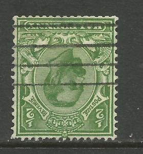 GB 1912 KGV 1/2d Green Die B Inverted wmk SG 335 wi ( H163 ) 