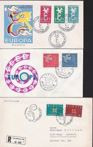 LUXEMBOURG 1958-61-63 3 EUROPA FDCs........................................B1061