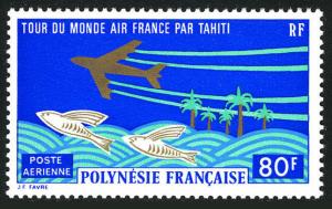 Francese Polinesia C96, Mnh. Aereo sopra Tahiti, 1973