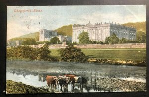 1904 Melton England picture Postcard Cover PPC Locally Used Chatsworth House